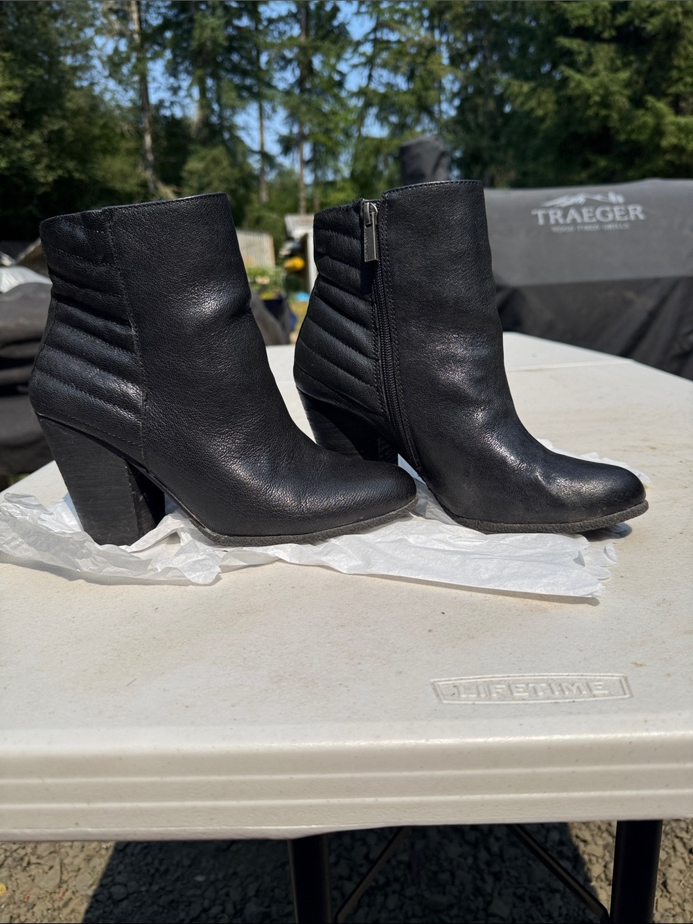 Women's Vince Camuto Black Leather Ankle Boots with Side Zip